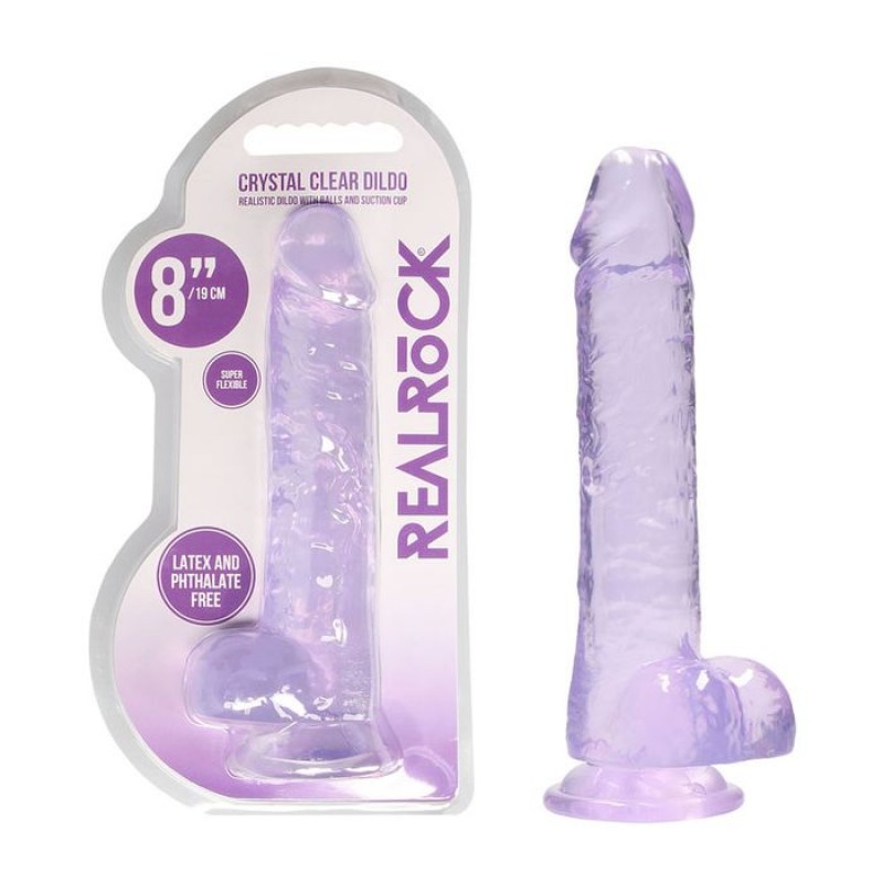 RealRock 8'' Realistic Dildo with Balls - Purple
